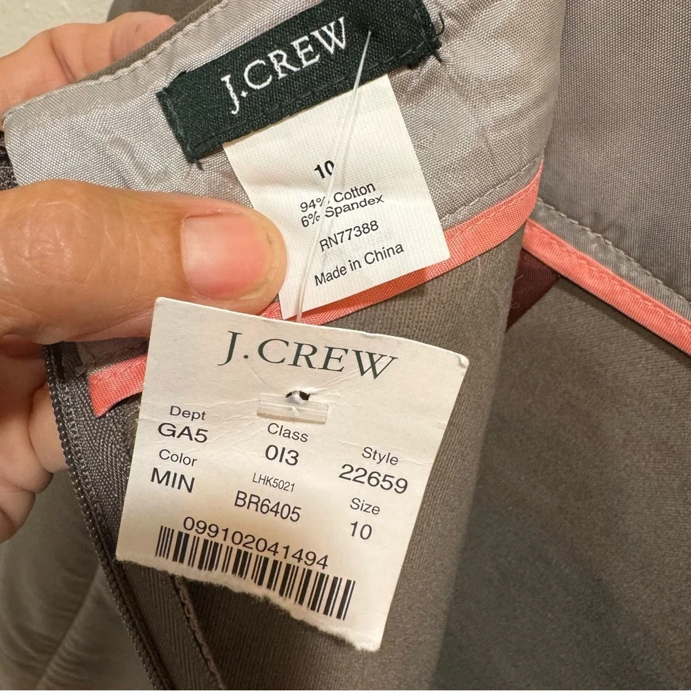 J Crew Womens Solid Taupe Pencil Skirt Work Career Cotton Spandex 10 NWT